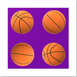 Basketball Lovers Basketballs Pattern for Fans and Players (Purple Background) Posters and Art